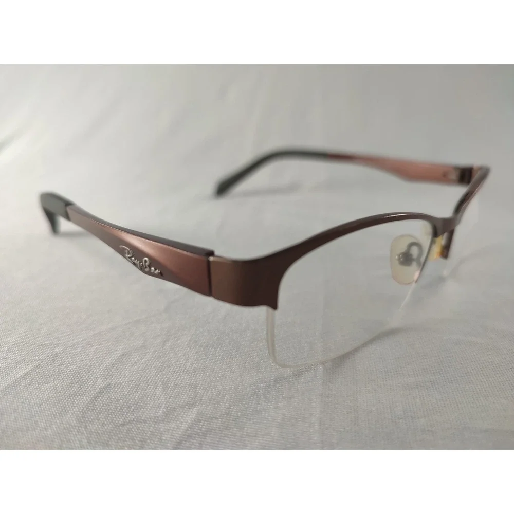Ray-Ban RB2081 50-18 Brown Bronze Semi-Rimless Eyeglass Frames Italy‎ Design